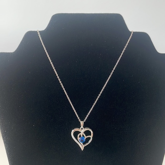 OR Old Rubin 925 Silver Heart Necklace with Gemstone Birthstone - Picture 3 of 11